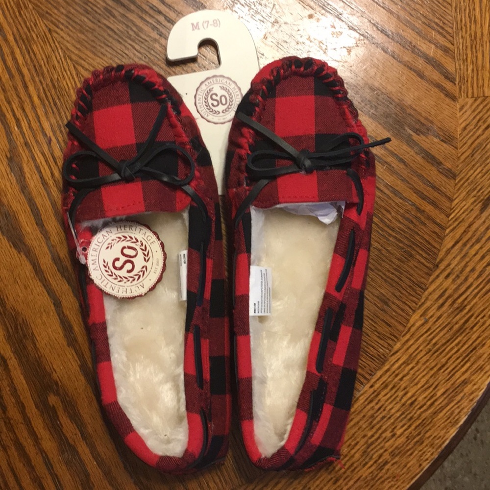 NWT So Brand Buffalo Check Patterned Moccasins